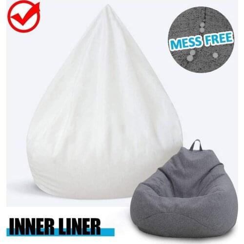 No Filler Chair Cover For Bean Bag Elastic Lazy Sofa Zipper Closure Home Lounger Solid Hotel Inner Liner White Easy Clean