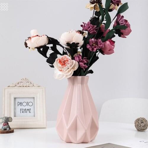 Plastic Vase Milky White Imitation Decoration Vases Resistant Flower Holder Plastic Mitation Ceramic Flower Home Pot Decoration