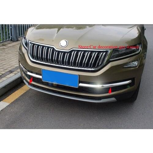 For skoda Kodiaq 2017 ABS plastic chrome plated front head grille racing grill accessories sticker trim 2pcs