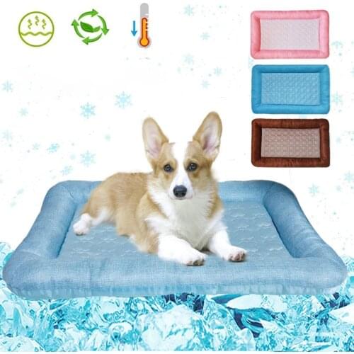 Pet Summer Cooling Mat Dog Ice Pads Dog Beds Mats Breathable Pad Washable Cat Sofa For Small Medium Large Dog Pad Accessories