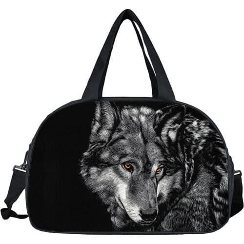 Animal howling wolf print travel bags men handbag big capacity multifunctional storage bag travel duffle bags shoes holde