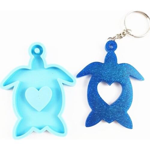 Heart Turtle Keychains Mold Clay DIY Tortoise Mom/baby Jewelry Making Glitter Epoxy Key Chain Silicone Mold
