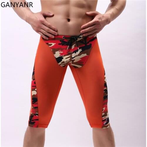 GANYANR Running Tights Men Gym Leggings Compression Sexy Fitness Legging Basketball Training Jogging Athletic Shorts Workout