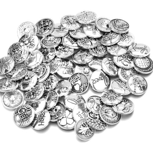 Hot sale 20Pcs KZ1205 Mixed styles 18mm metal snap buttons fit DIY snap bracelet Jewelry wholesale trendy