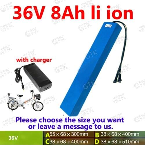 GTK customize 36V 8ah lithium ion battery BMS 36v li ion battery 18650 for 750w ebike scooter bicycle motorcycle +2A charger