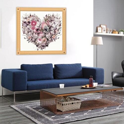 Full Square/Round Drill 5D DIY Diamond Painting "Skull Flowers Love" 3D Embroidery Cross Stitch 5D Decor Gift