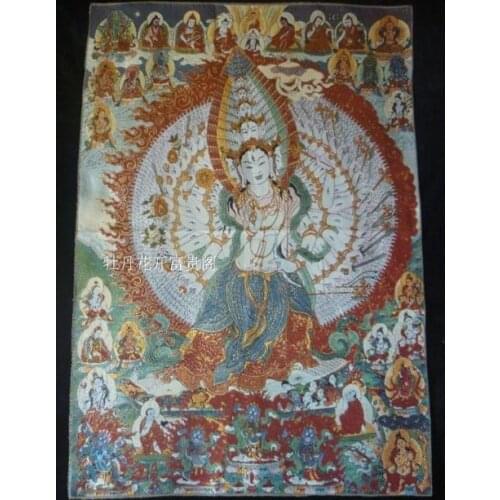 Chinese Antique collection the Thangka embroidery Bodhisattva diagram