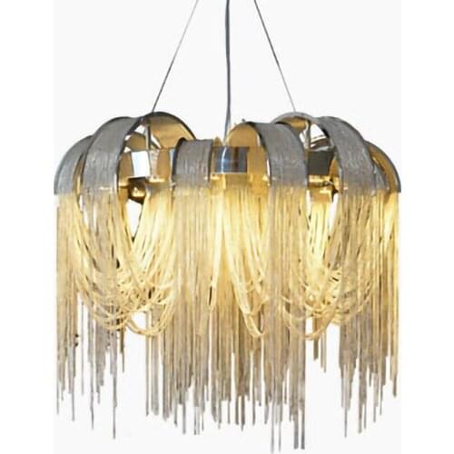 Nordic Chrome golden Alluminium Chain chandelier luxury luminaria tassel industrial light fixtures for living room dining room
