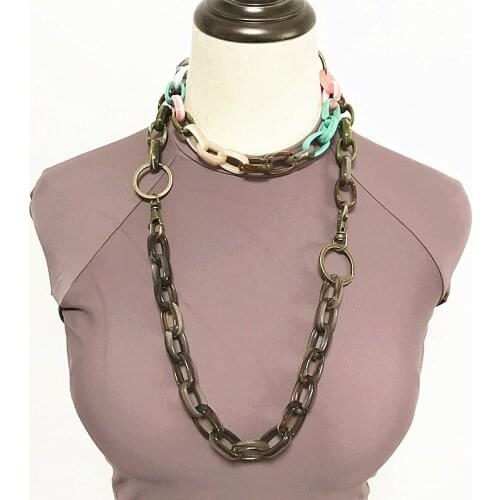 Punk exaggerated chain necklace resin chain link long necklace 2020 new wholesale necklace women bohemian factory charm jewelry