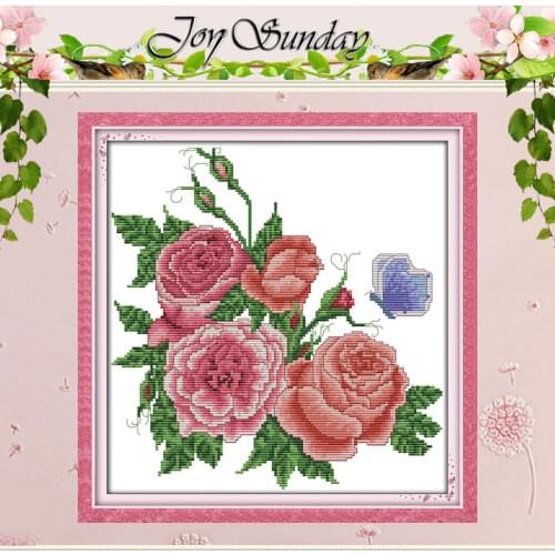 Roses Flower Patterns Counted Cross Stitch 11CT 14CT Cross Stitch Sets Wholesale Chinese Cross-stitch Kits Embroidery Needlework