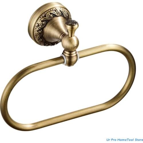 Brass Oval Towel Ring Wall Mounted Towel Holder Bearing Capacity 5kg Antique Craft Towel Hanger for Bathroom Kitchen M17E