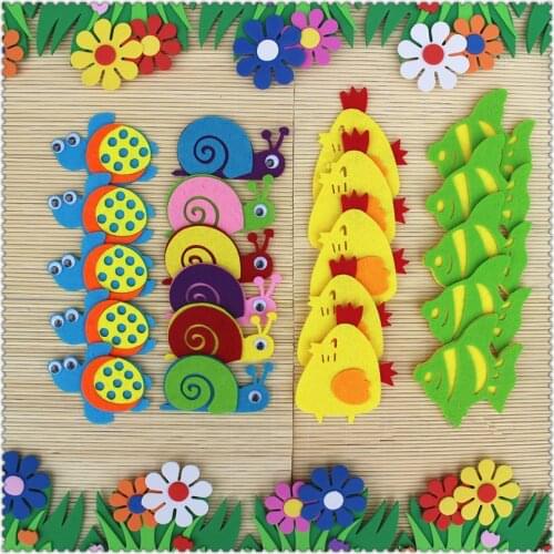 T-N Non-woven Felt Animal Monkey Panda Kangaroo Chicken DIY Pack Kindergarten Decoration Primary School Classroom Wall Stickers