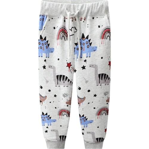 Winter Autumn New Dinosaurs All Print Drawstring Hot Selling Boys Girls Long Trousers Pants