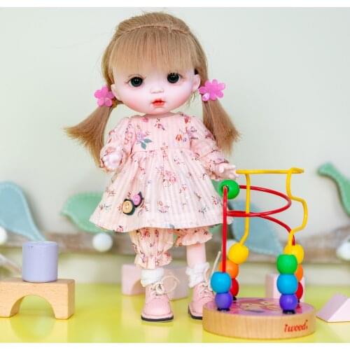 NPK New Doll 8inch Small Cute OB Doll White Skin Handy Portable Cute Baby Girl Doll High Quality Doll