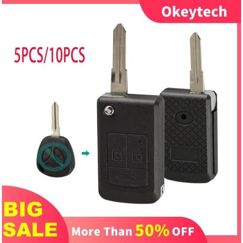 Okeytech 5/10PCS 3 Button Modified Foldin Flip Remote Car Key Shell Fob For LADA Priora Niva Vaz Granta Samara 2108 XRay Sedan