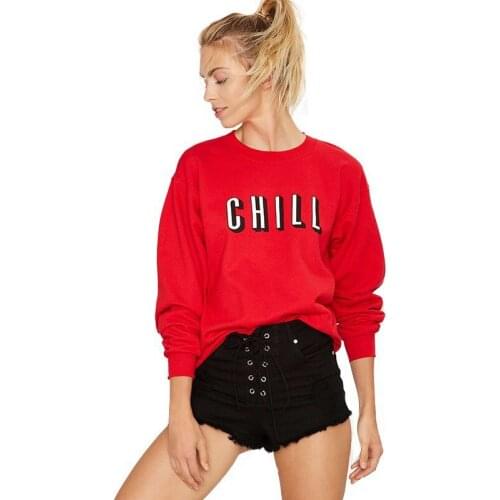 Autumn Winter Womens Hoodies Letter Print Round Neck Pullover Loose Long Sleeve Sweatshirt