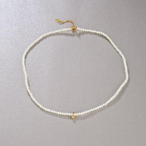 S925 Silver Plated Pearl Necklace Simple Classic Elegant Natural Freshwater Pearl Necklace for Women