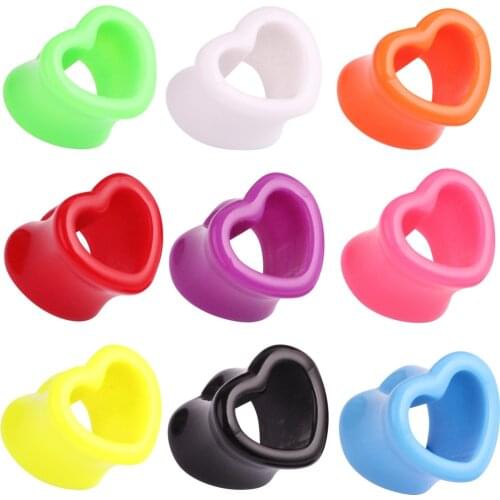 Pair Acrylic Double Flared Love Heart Hollow Flesh Tunnel Ear Plug Piercing Expander Jewelry Earlet Gauges Earrings Body Jewelry