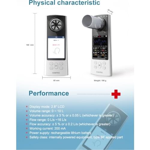 CONTEC Portable Handheld Spirometer Bluetooth USB Date Transsion Mode Simple Operation Free Shipping