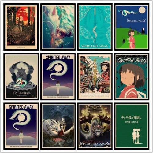 Perfect JL Hayao Miyazaki Spirited away retro posters kraft wall paper High Quality Painting For Home Decor wall stickers HBA37