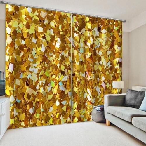 Luxury Blackout 3D Window Curtains For Living Room Bedroom gold curtains 3d stereoscopic curtain