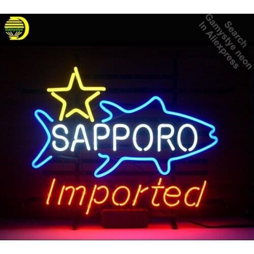 Sapporo Imported Neon Sign Handcrafted Fish Star Neon Bulbs Sign Glass Tube Custom LOGO Iconic Wall signs personalized Advertise