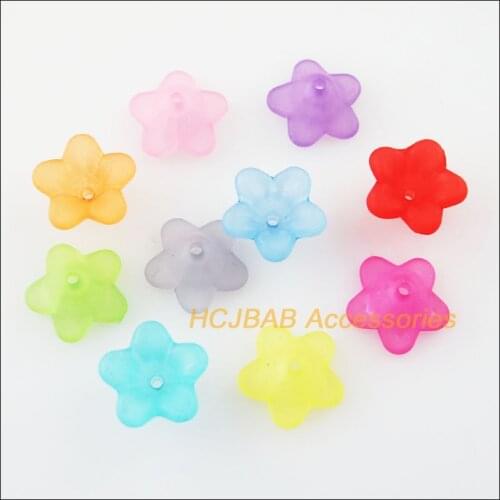 120 New Acrylic Charms Plastic Star Flower Spacer Beads End Caps Mixed 12.5mm