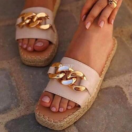 Big Size 36-43 Women Slippers Summer Flip Flops Sandals for Home Female Flats Chain Slides Footwear Indoor Kopmkp Zapato Mujer