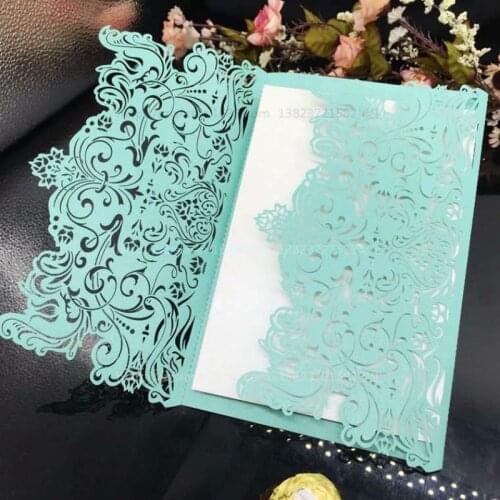 10Pcs Tiffany Laser Cut Wedding Party Invitations Card Engagement Wedding Party Invitation Cards Birthday casamento Cards 8Z
