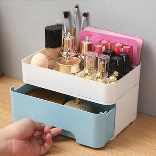 Dressing Table Makeup Organizer Plastic Storage Box Home Desktop Jewelry Necklace Nail Polish Earring Cosmetic Organizer Box