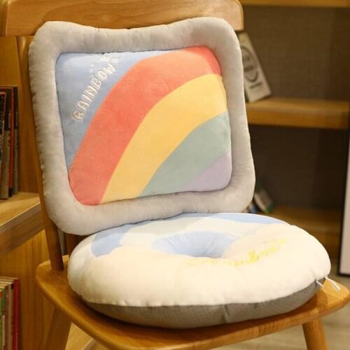 Comfortable Rainbow Cushion Round Square Blue Pink Pillow Chair Cushion Sofa Pillow Home Decoration Birthday Gifts