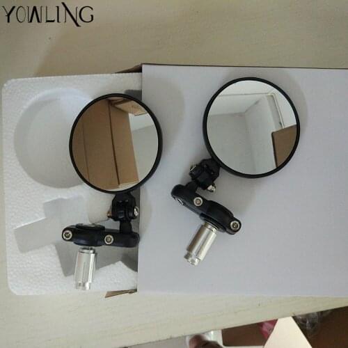 Black Glass Universal Motorcycle Mirror Bar End Rearview Mirrors Side Mirror For Yamaha Honda Suzuki Retrovisor Moto
