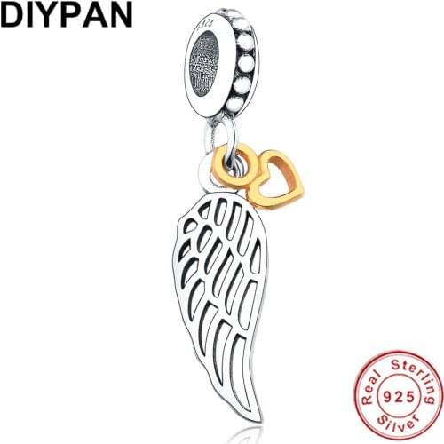 Fit Pandora Charms Bracelet Orignal 925 Sterling Silver Angel Wings Dangle Charm Pendant Beads Women DIY Jewelry Berloque