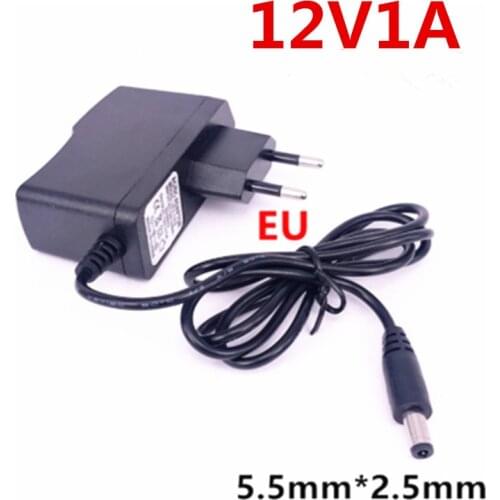 1PCS 12V1A New AC 100V-240V Converter power Adapter DC 12V 1A 1000mA Power Supply EU Plug DC 5.5mm x 2.1mm