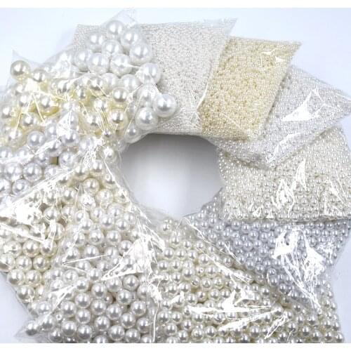 3-20mm White/Ivory/Random Mixed Color Beads With Hole Round Pearl Craft ABS Imitation Pearl Resin Scrapbook Beads DIY Decoration