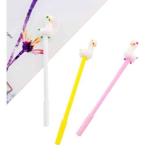 30pcs/lot Student Cute Cartoon Alpaca Pen Cap Gel Pen 0.5mm Random Kawaii Pen School Office Supply Gift Party Stationery Favor