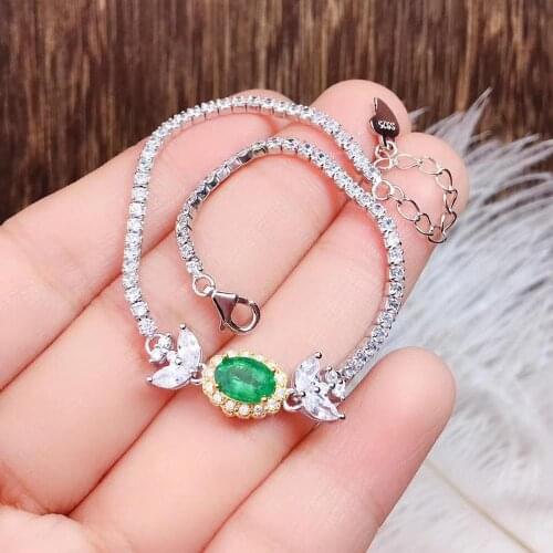 925 sterling silver Fine jewelry Emerald Bracelet Natural And Real Emerald Bracelet