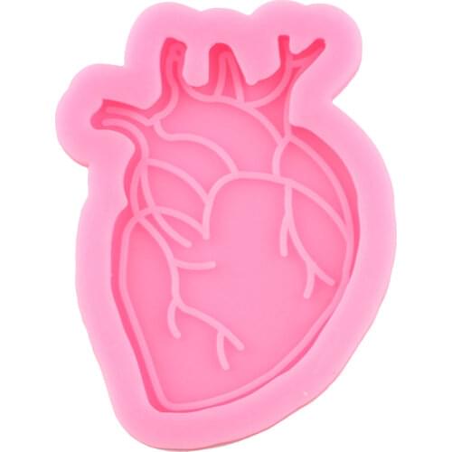 Shiny Glossy Heart Shape Badge Reel Resin Silicone Mold DIY Craft Phone Grip Mould Charms Making Jewelry Pendant Keychain Molds