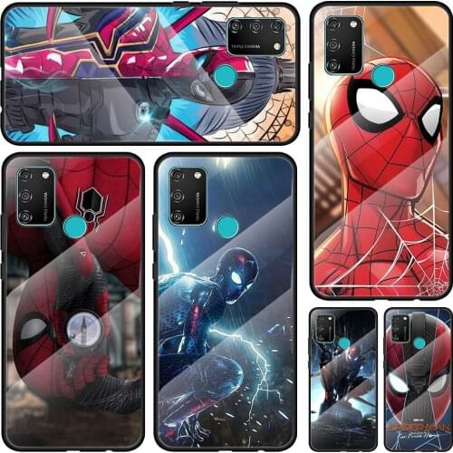 The Spiderman Marvel Tempered Glass Cover For Honor 30 20 10 9X 8X Lite Pro Plus Silicone Phone Case Coque Shell