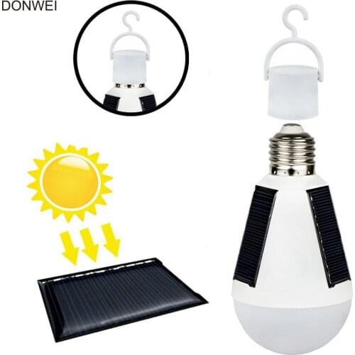 DONGWEI 12W Solar Panel LED Solar Lamp LED Light Bulb Outdoor Waterproof IP65 Travel Camp or Garden Solar Power Lights