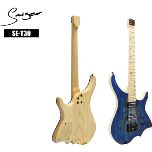 SE-T30 Smiger Wholesale best price headless blue spalted maple electric guitar