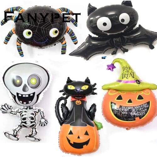 Halloween decoration pumpkin black cat foil balloons halloween spirit host party supplies spider heilum balloon skull ballons