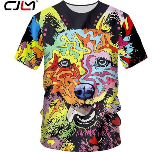 CJLM Man Casual O Neck T-shirt 3D Printed Dog Pattern Unisex Wholesale Oversized Mens Colorful Funny Animal Tshirt