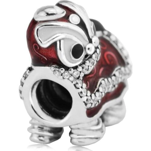 Chinese Lion Dance Charm Woman DIY Popular Jewelry Fits original 925 Silver Bracelet & Bangle Silver Beads For Jewelry Making
