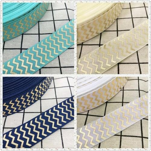 NEW DIY Hot 5 Yards 25mm Gilding Wave Grosgrain Ribbon Hair Bow Party Sewing