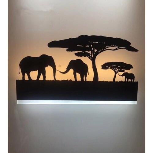 Forest Animals Elk Fox Rabbit Wall Stickers for Kids Room Children Bed Wall Decal Nursery Bedroom Decor Poster Mural LED Light