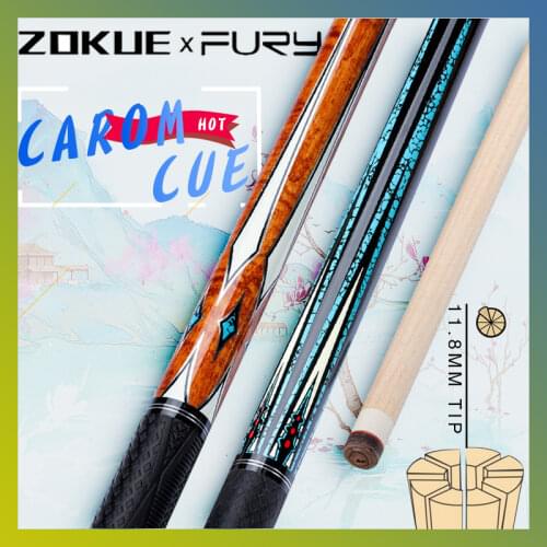 FURY ZOKUE TEC 3 Cushion Cue 10 in 1 Technology Shaft Leather Handle Maple Butt Carom Billiard Cue Quick Joint 11.8mm Stick Kit