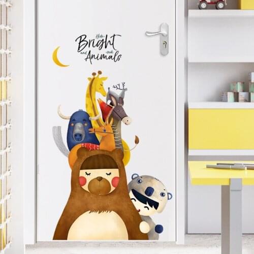 Cartoon Animals Vinly Wall Stickers Kids Room Decor Aesthetic Self Adhesive Wallstickers Baby Nursery Bedroom Decoration Art