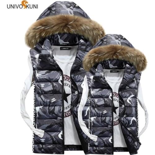 UNIVOS KUNI 2019 Men’s Warm Slim Fit Vest Autumn Winter Casual Pocket Sleeveless Casual Coats Couple Big Size 4XL Q6018