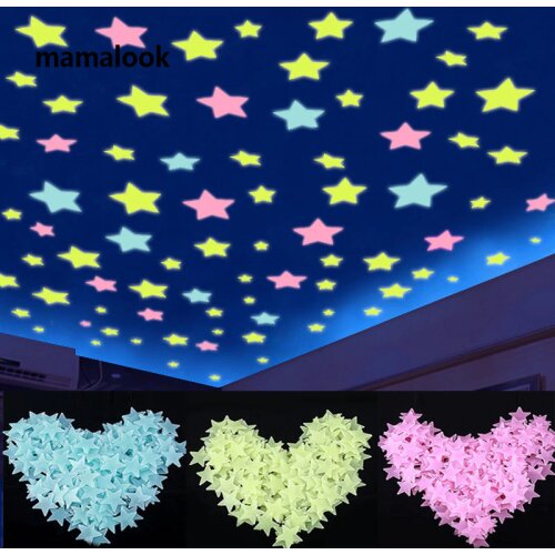 50pcs 3D Stars Glow In The Dark Wall Stickers Luminous Fluorescent wall stickers For Kids Baby Room Bedroom Ceiling Home Decor